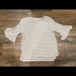 Bell sleeved striped cotton top.